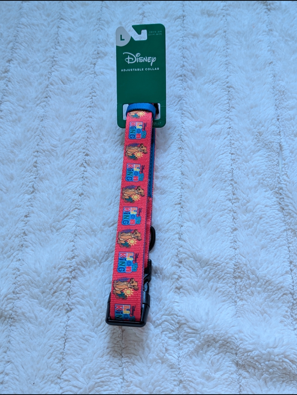 Disney Colorful Lion Pattern Pet Collar — Red, Blue, Yellow, Size Large